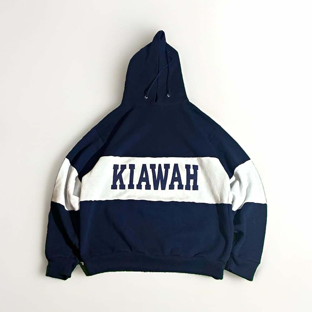 Vintage The Cotton Exchange KIAWAH Colorblock Pullover Hoodie Men's Navy Sz M